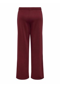 Bordeaux bredde ben sweatpants med elastisk talje, lavet af blødt stof, med sidelommer og en glat tekstur.
