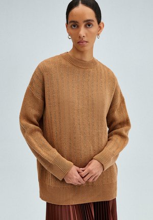 GLITTER DETAILED STRIPED  - Jumper - camel