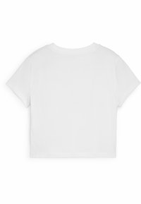 Hvid cropped t-shirt lavet af bomuld, med korte ærmer og rund halsudskæring, med en glat tekstur og uden grafiske designs.