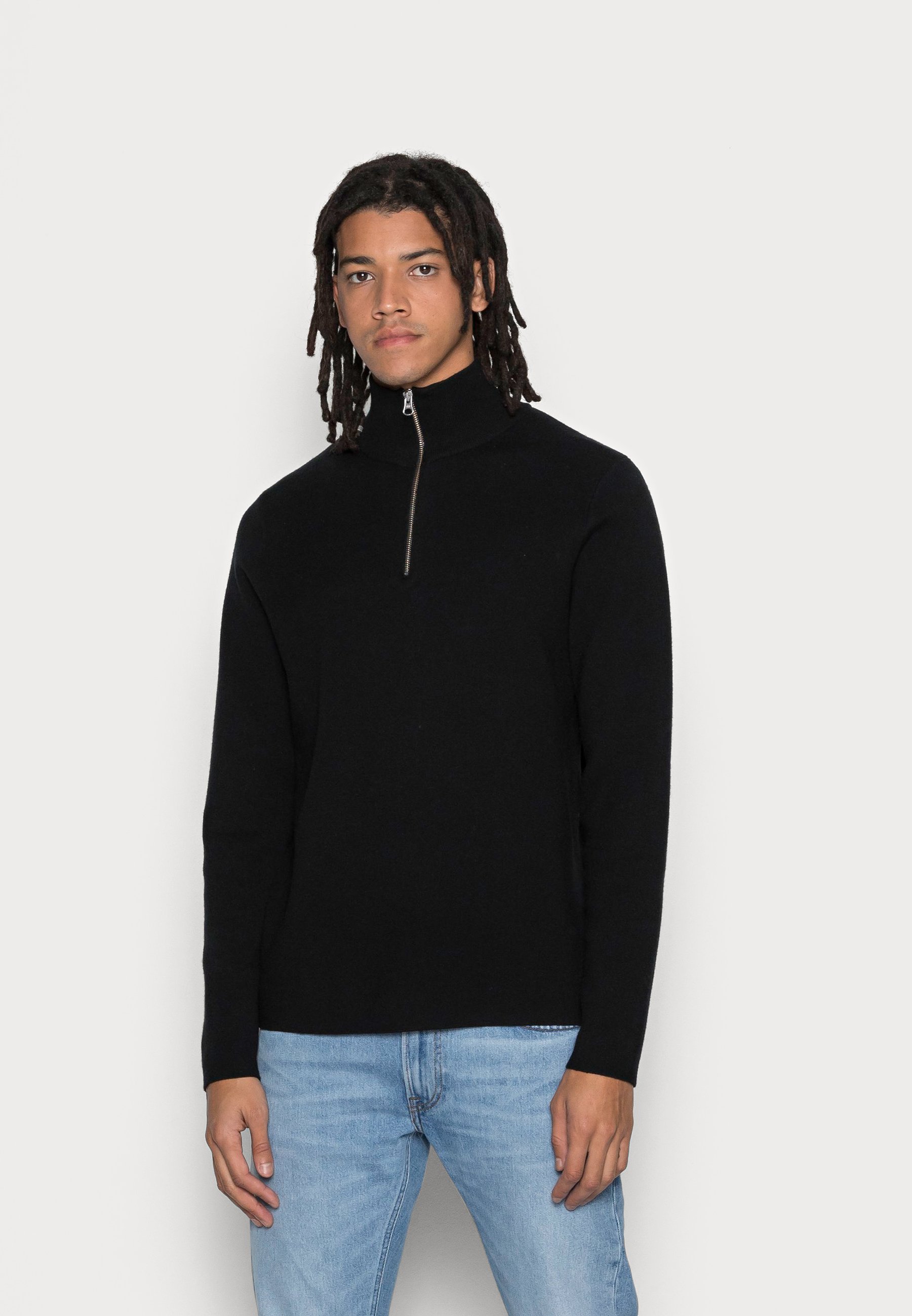 GUNAN TURTLE NECK ZIP - Jumper - black 