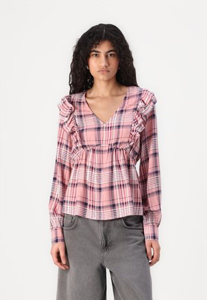 VMCAMILLO CHECK V NECK - Bluse - rosette/pink