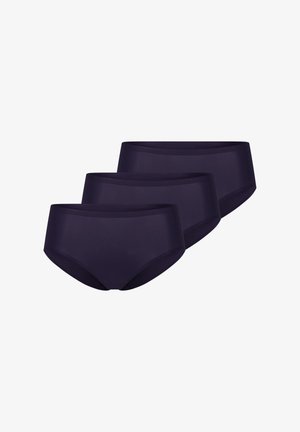 Culottes en coton violet foncé par lot de trois, avec une texture lisse et une coupe taille moyenne sans coutures visibles.
