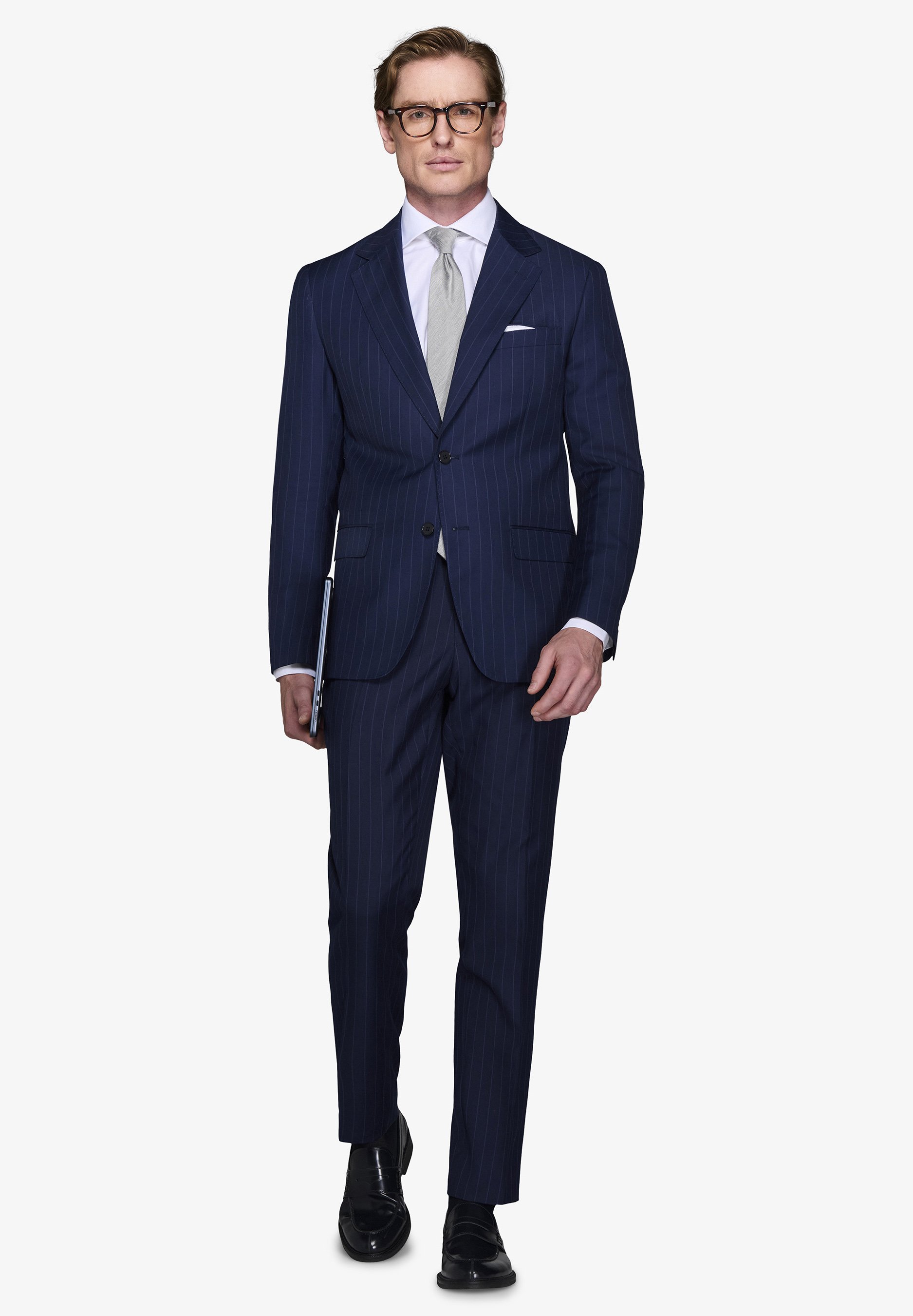 Navy Suit Abito Blu Camicia A Righe Abito Uomo Blu Navy Roy Robson 