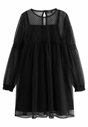 SHIRRED MESH DRESS - Cocktailklänning - black