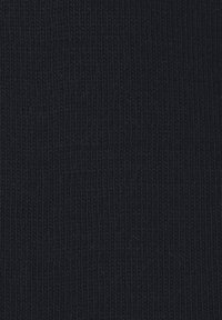 Dark navy knitted fabric with a ribbed texture, featuring tightly woven vertical lines. Soft appearance, suitable for garments or accessories.