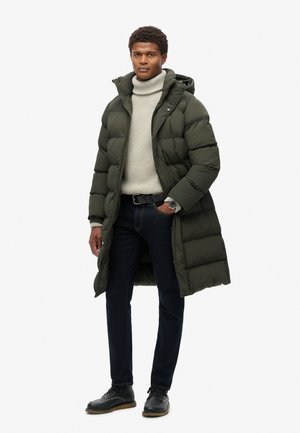 Superdry HOODED LINE PUFFER  - Abrigo de invierno - surplus goods olive green