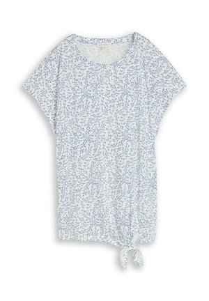 TOM TAILOR, TOM TAILOR T-SHIRT PLUS SIZE - T-SHIRT MIT KNOTENDETAIL - T-shirt imprimé - white small leaves design