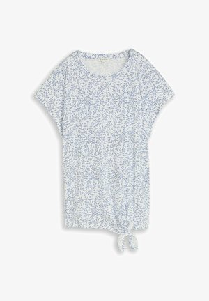TOM TAILOR, TOM TAILOR T-SHIRT PLUS SIZE - T-SHIRT MIT KNOTENDETAIL - T-shirt imprimé - white small leaves design