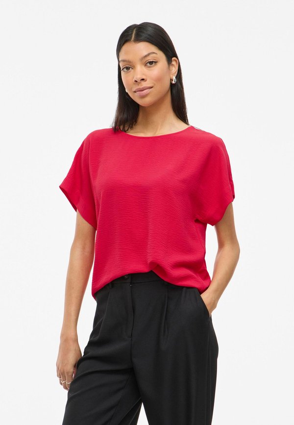 MIT KURZEN ÄRMELN RUNDHALS - Bluse - viva magenta