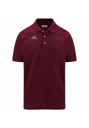 Polo di colore bordeaux realizzato in cotone, con colletto classico, patta con due bottoni e un piccolo logo bianco sul lato sinistro del petto. Maniche corte.
