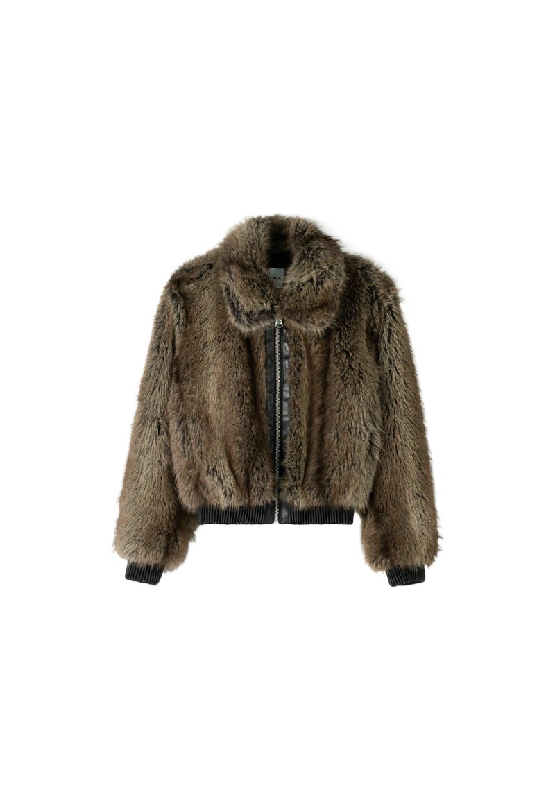 Bershka Imitatieleren jas taupe