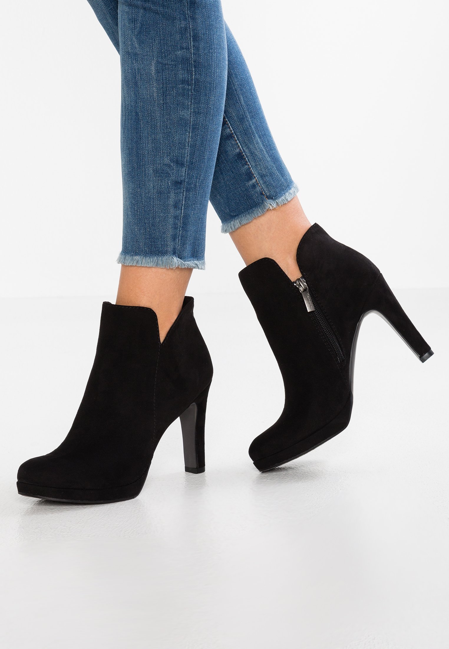 Tamaris Enkellaarsjes met hoge hak - black/zwart - Zalando.nl