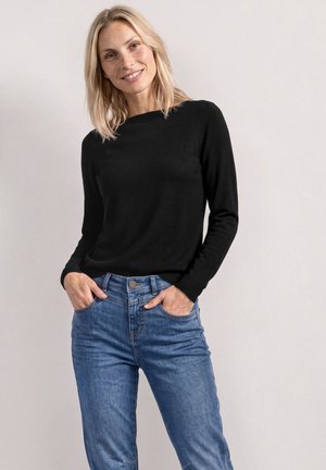 Street One, BASIC SWEATER WITH BOAT NECK - Pullover - black