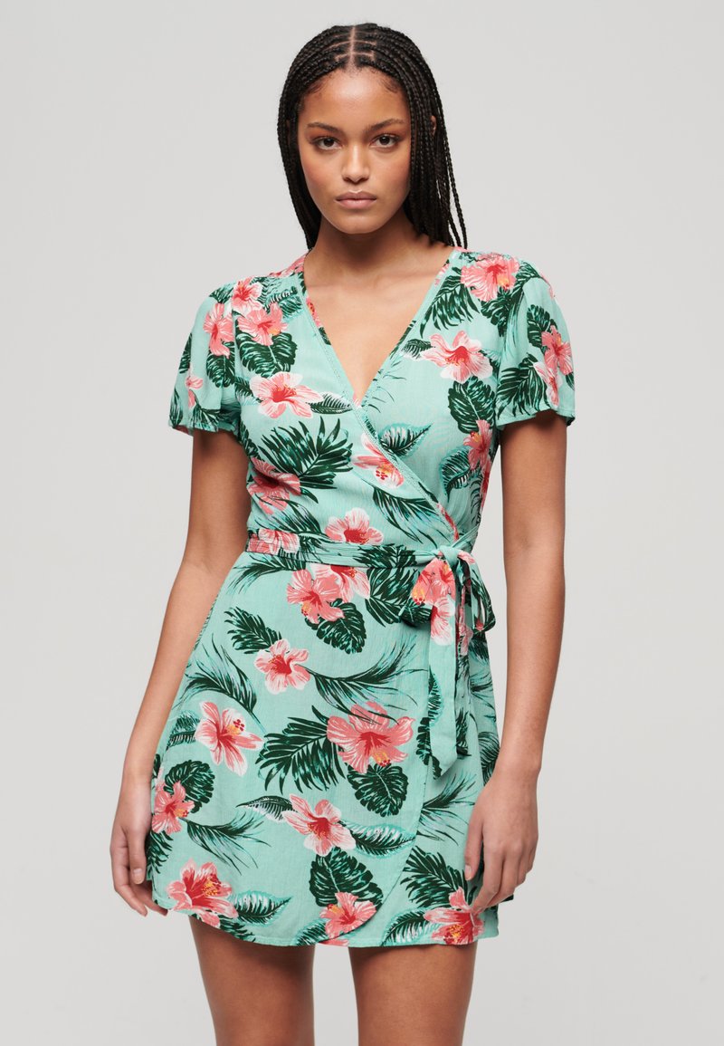 Superdry - PRINTED MINI WRAP - Day dress - luna rose mint, Enlarge