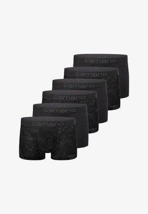 Set di boxer neri con una combinazione di modelli a tinta unita e mimetici. Tessuto morbido, vita elastica con logo "camano", vestibilità regolare.