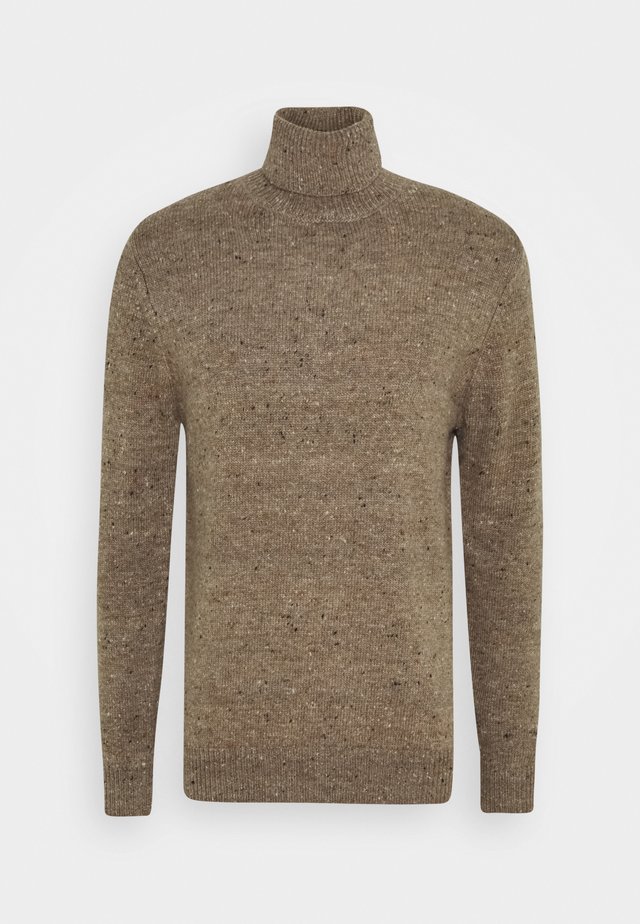 ROUND COLLAR WITH MELANGE EFFECT - Neule - hazelnut