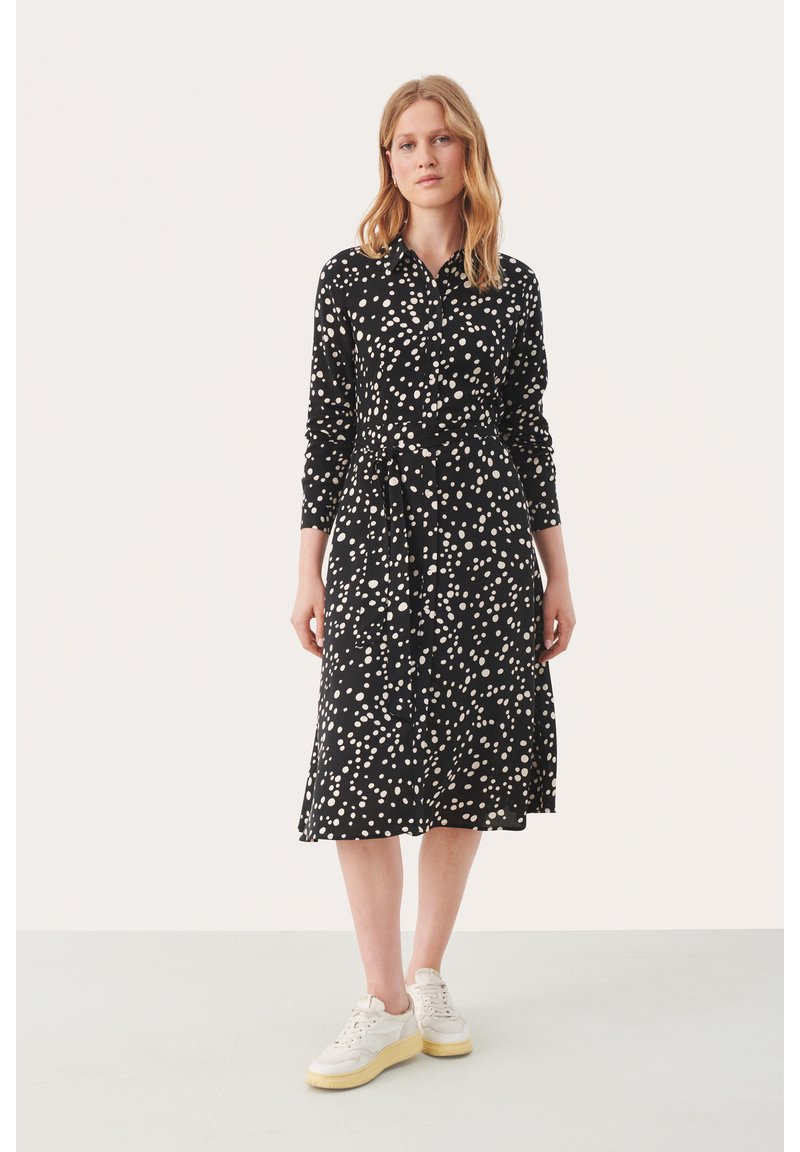 Part Two - SHELBY  - Shirt dress - black dot print, Enlarge