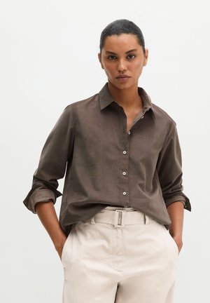 Marc O'Polo, WOVEN BLOUSE, LSL, SOLID, BABY CORD - Overhemdblouse - stone taupe