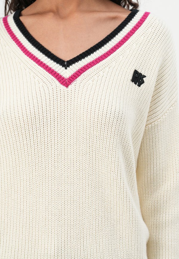 SHAKER STITCH V NECK PULLOVER - Jumper - eggnog4