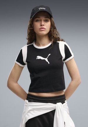 Puma, GRAPHIC SLIM RINGER-SHIRT - Print T-shirt - black