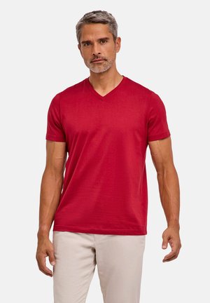 FALKE, BASIC V-NECK - Camiseta básica - henna