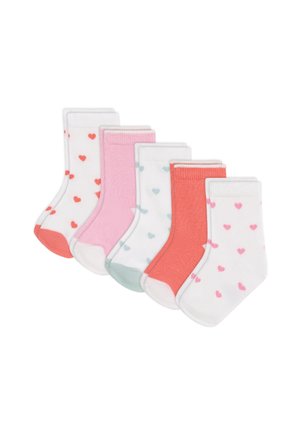 5ER-SET MIT HERZMOTIV - Sokken - white orange pink