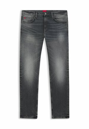 Mørkegrå denimjeans med lige ben. Subtile falmninger og whiskering-detaljer med et rødt mærke på linningen. Klassisk design med fem lommer.
