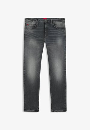 Mørkegrå denimjeans med lige ben. Subtile falmninger og whiskering-detaljer med et rødt mærke på linningen. Klassisk design med fem lommer.