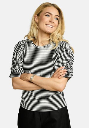 WIN PUFF - T-Shirt print - black creme small stripe