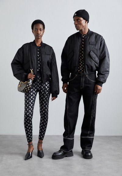 MARINE SERRE RECYCLED MOIRE BOMBER JACKET UNISEX - Geacă bomber - black