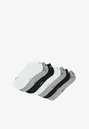 Set of six ankle socks in white, light gray, dark gray, and black. Each sock features a size number 39-42 printed on the side.
