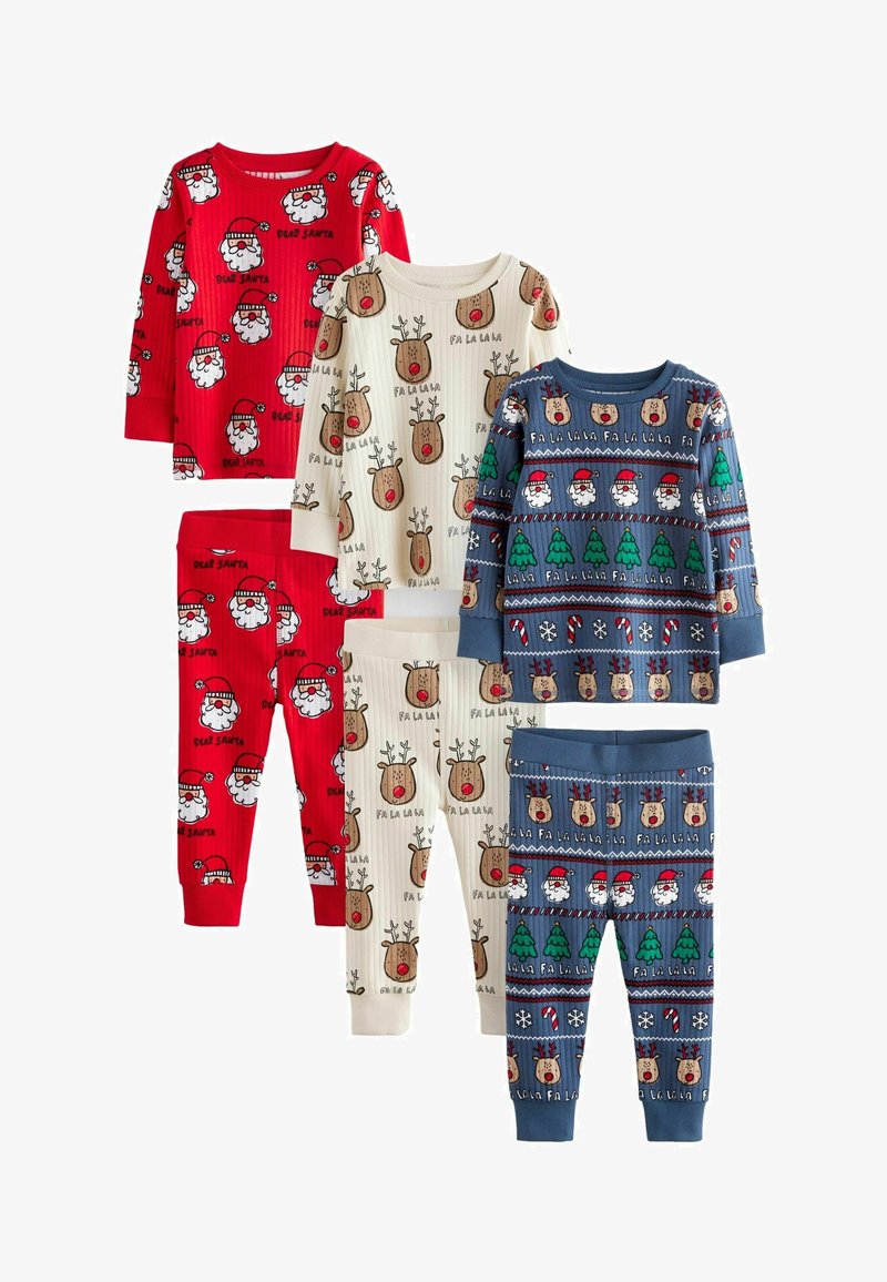 Next 3 PACK - REGULAR FIT SET - Pizsama szett - red navy ecru christmas character