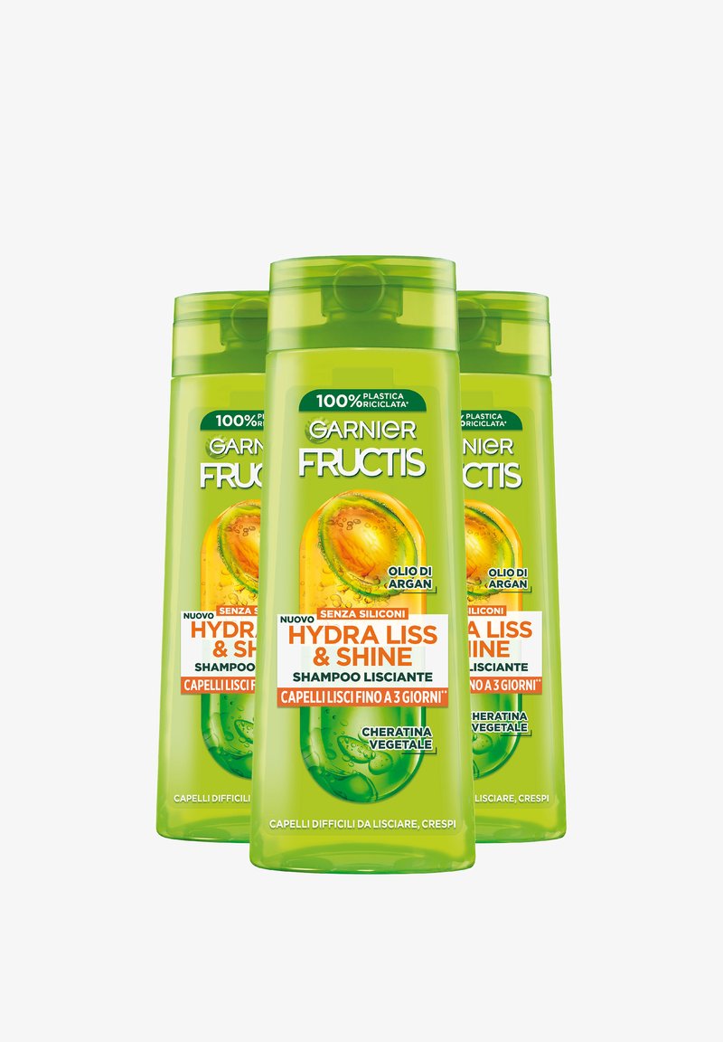 Garnier - GARNIER FRUCTIS SHAMPOO HYDRA LISS & SHINE, SHAMPOO LISCIANTE, IDEALE PER CAPELLI DIFFICILI DA LISCIARE E CRESPI, 250 ML - 3 PACK - Shampoo, Ingrandire