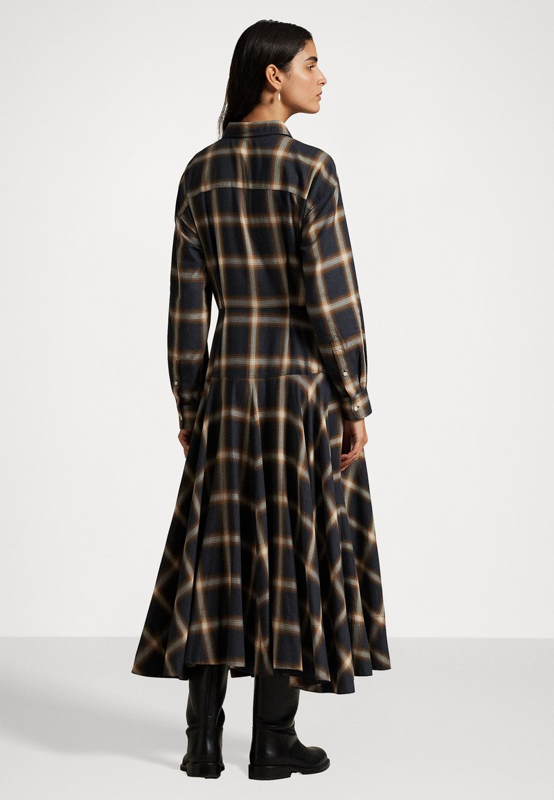 plaid shirt dress ralph lauren Polo Ralph Lauren PLAID TWILL PANELED SHIRTDRESS - Shirt dress -  navy/brown/brown