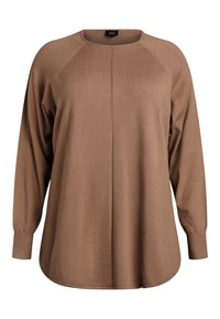 MIT RUNDHALSAUSSCHNITT - Pullover - pine bark mel