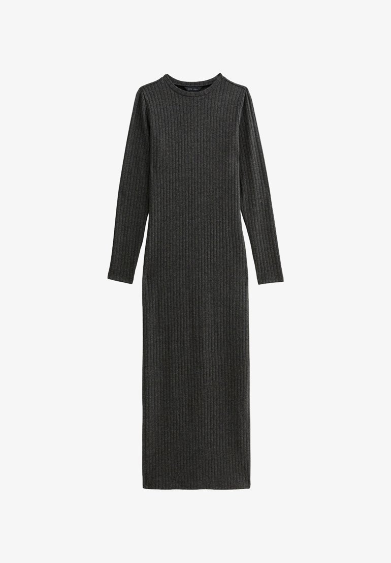 new look grey dress Grey Sparkle High Neck Long Sleeve Midi Dress