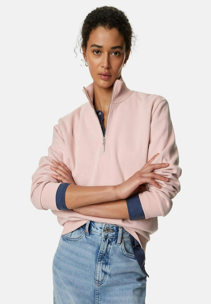 Marks & Spencer PLAIN HALF ZIP Felpa pink shell/rosa screziato Zalando.it