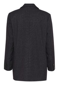 Blazer grigio scuro con un sottile motivo testurizzato, design a un petto, rever a becco e polsini con tre bottoni. Sul retro presenta una silhouette pulita.