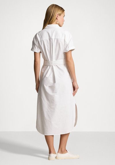 Polo Ralph Lauren BELTED SHORT SLEEVE OXFORD SHIRTDRESS - Blousejurk - white