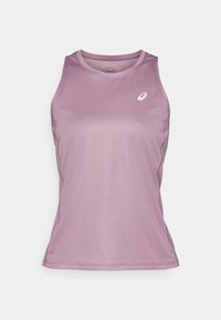 Lilla, ærmeløs atletisk tanktop lavet af glat, åndbart stof med rund halsudskæring og diskret logodetalje på brystet.