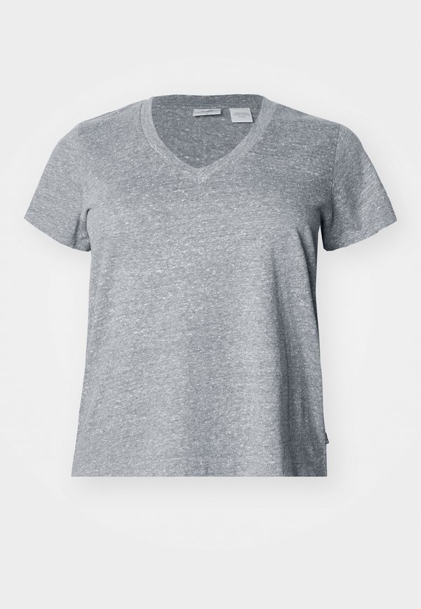 BOXY V NECK TEE - Basic T-shirt - triblend header gray3