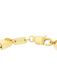 Bracciale color oro con una finitura metallica liscia, chiusura a granchio e una targhetta incisa che riporta la scritta "s.Oliver." Accenti testurizzati presenti.