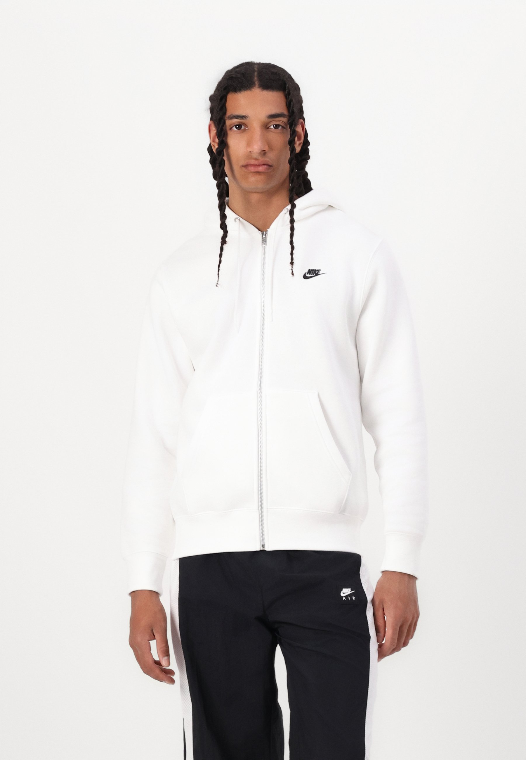 Nike Sportswear Bluză de molton cu fermoar - white white black/alb
