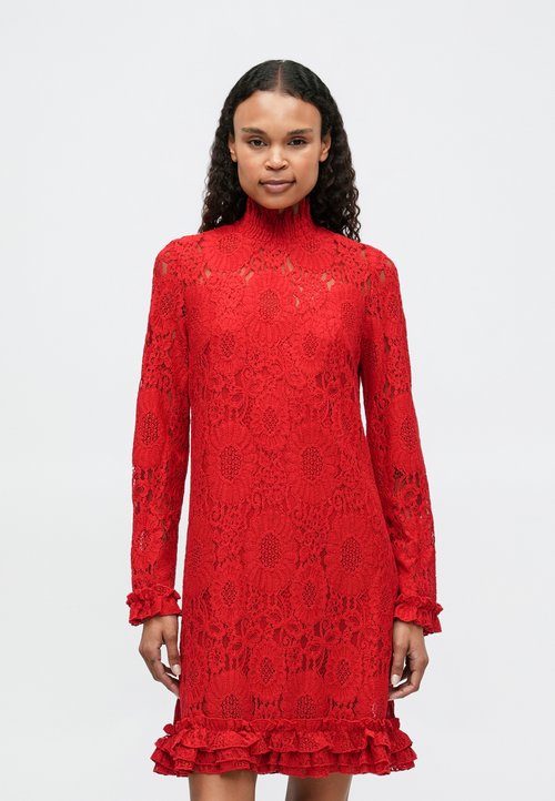 Jupe Dentelle Tara Jarmon Rouge – Taille 34, Longueur 66 Cm, Neuve Sans étiquettes