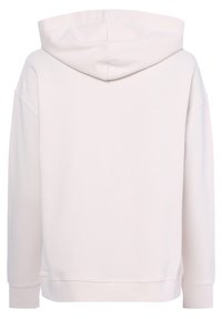 Felpa rosa chiaro con cappuccio e vestibilità comoda. Realizzata in tessuto morbido, presenta un grande cappuccio e maniche lunghe. Nessun marchio visibile.