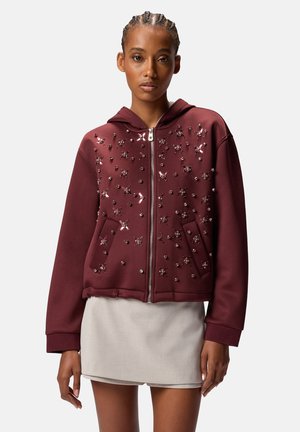 EFFETTO CON RICAMO GIOIELLO - Felpa con zip - red r