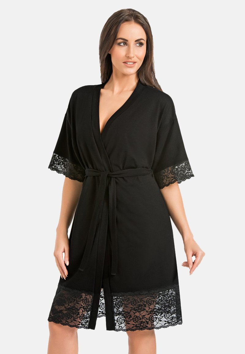 Damen Nachthemden | Teyli GLORIA Bademantel black/schwarz - UF97390 Damen Nachthemden | Teyli GLORIA Bademantel black/schwarz - UF97390