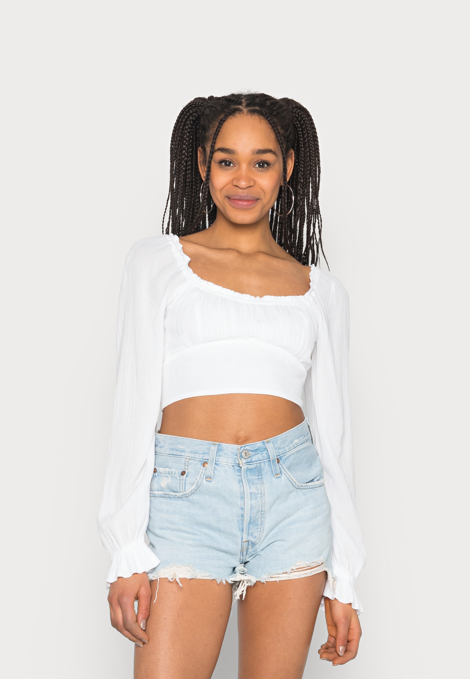 Hollister Co. LACE UP - Blouse - white 