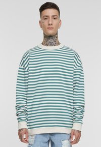 Urban Classics STRIPED CREWNECK - Sudadera - whitesand paleleaf