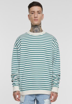 Urban Classics STRIPED CREWNECK - Sweatshirt - whitesand paleleaf